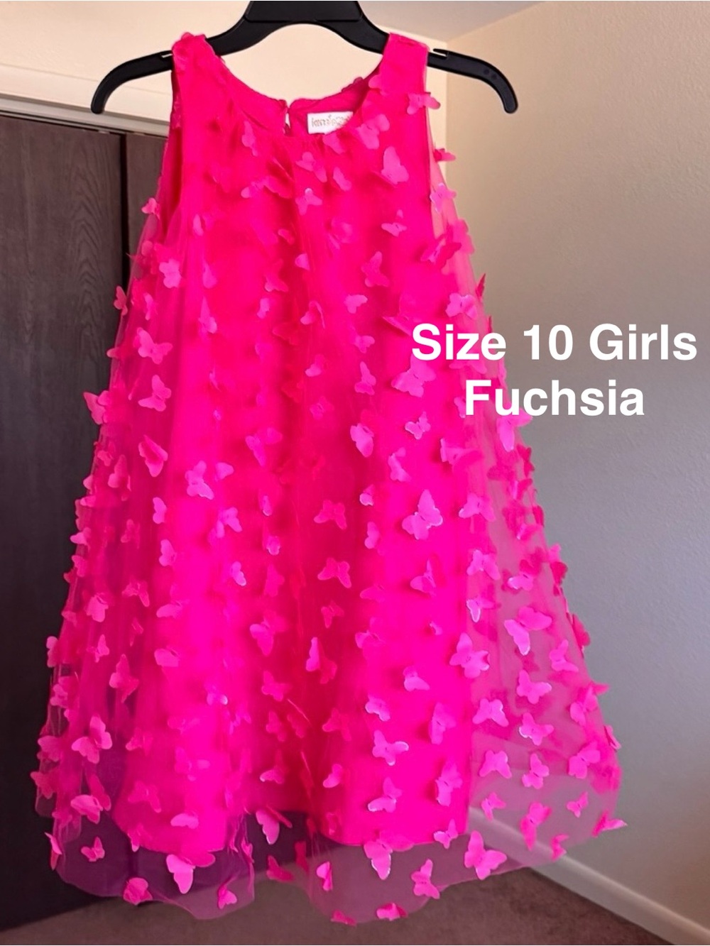 Kensie Girl Sleeveless 3D Butterfly Mesh A Line Dress, Size 10